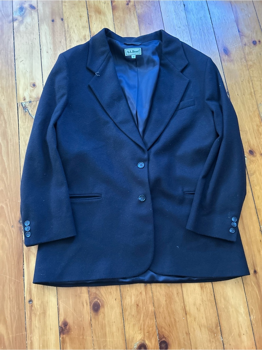 L.L. Bean Navy Blue 2 Button Blazer 16 Wool Cashmere Women's USA